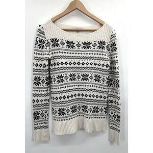 Loft Y2K Small Sweater Nordic Fair Isle Sparkle Snowflake Apres Ski Cozy Sequin